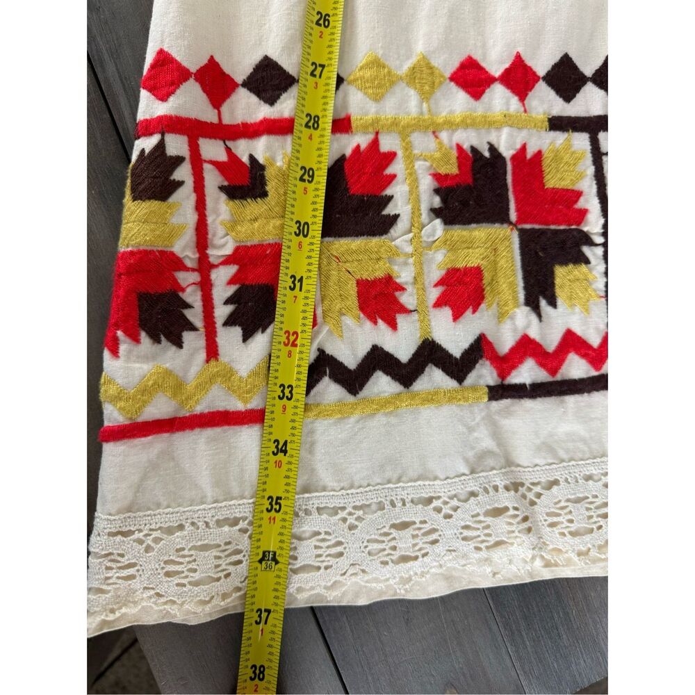 German 100% Quality Cotton Embroidered Boho Folk Cream Maxi Skirt Oktoberfest - Picture 8 of 14
